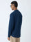 ETA Navy Solid Relaxed-Fit Cotton Shirt