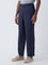 Ascot Indigo Solid Relaxed-Fit Mid-Rise Linen Trousers