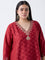 Diza Red Shell Embroidered A-Line Kurta
