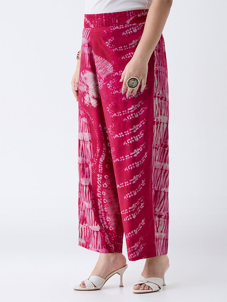 Diza Magenta Abstract Printed Pants