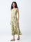 Bombay Paisley Sage Botanical Pattern Cotton A-Line Dress