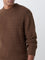 Ascot Brown Knit-Textured Relaxed-Fit Cotton Sweater