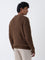 Ascot Brown Knit-Textured Relaxed-Fit Cotton Sweater
