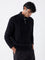 Ascot Black Relaxed Fit Cotton Three-Quarter Zip Sweater