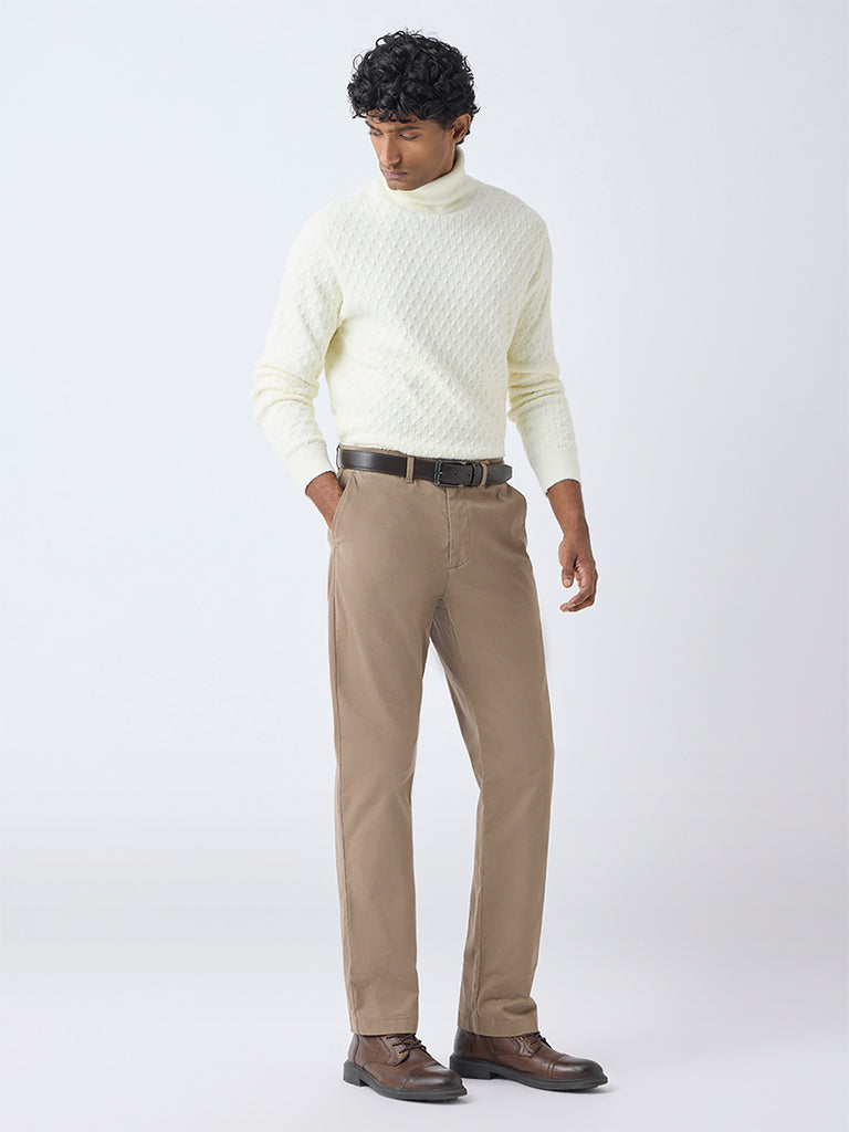 Ascot Cream Knit-Textured Relaxed-Fit Sweater