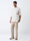 ETA Taupe Solid Relaxed-Fit Mid-Rise Cotton-Blend Chinos