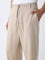 ETA Taupe Solid Relaxed-Fit Mid-Rise Cotton-Blend Chinos