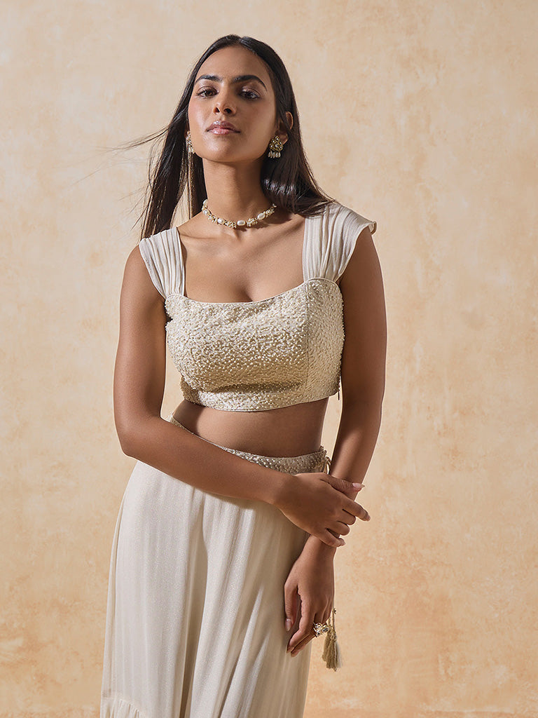 Beaded Ivory Blouse