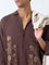 ETA Brown Floral Embroidered Relaxed-Fit Cotton Shirt