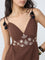 Bombay Paisley Brown Embroidered Cotton-Blend A-Line Dress