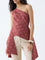 Bombay Paisley Red Floral Design One-Shoulder Cotton Top