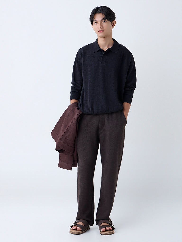 ETA Dark Brown Relaxed-Fit Mid-Rise Cotton-Blend Chinos
