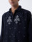 ETA Black Embroidered Relaxed-Fit Cotton Shirt