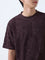 ETA Dark Brown Textured Relaxed-Fit Cotton-Blend T-Shirt