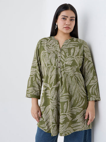 Diza Sage Leaf Printed Tunic