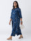 Diza Indigo Floral Design A-Line Kurta