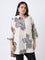 Diza Cream Floral Printed High-Low Tunic