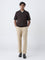 Ascot Dark Brown Relaxed-Fit Quarter-Zip Cotton-Blend Polo T-Shirt