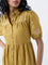 Bombay Paisley Mustard Embroidered Cotton Shirt Dress