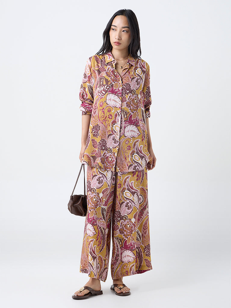 Utsa Mustard Foliage Pattern Tunic