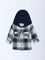 HOP Baby Boys Navy Checkered Hooded Cotton Shirt