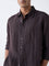 Ascot Dark Brown Striped Relaxed-Fit Linen Shirt