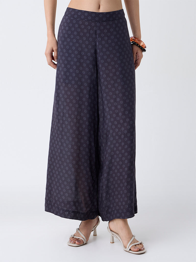 Utsa Black Printed Pants