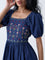 Bombay Paisley Dark Blue Embroidered Cotton Tiered Dress