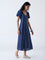 Bombay Paisley Blue Striped Cotton-Blend A-Line Dress