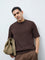 Ascot Dark Brown Textured Relaxed-Fit Cotton T-Shirt