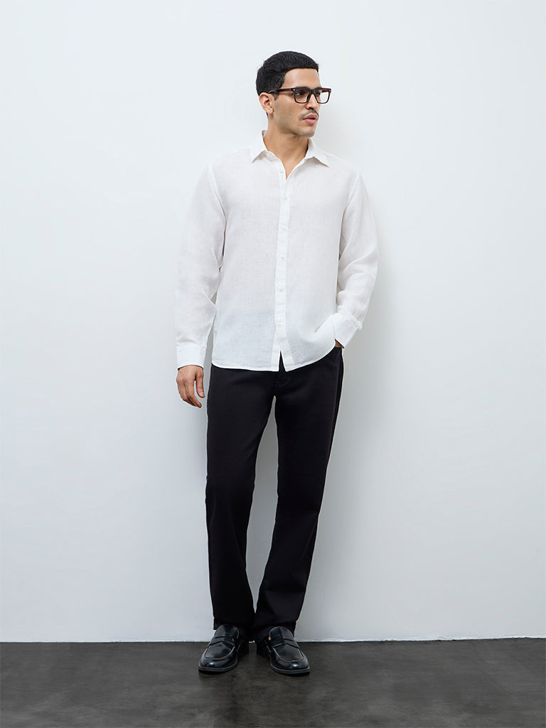 Ascot White Relaxed-Fit Linen Shirt