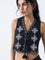 Bombay Paisley Black Floral Embroidered Cotton Vest Top