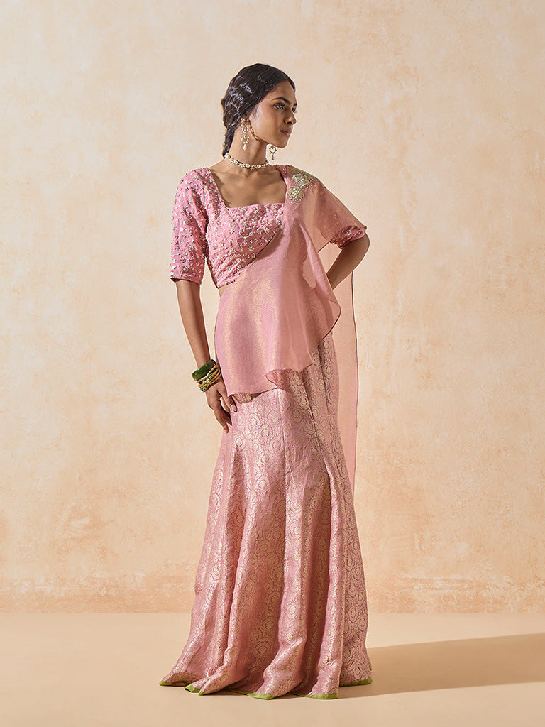 Floral Embroidered Pink Blouse