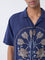 ETA Navy Floral Embroidered Relaxed-Fit Cotton Shirt