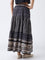 Bombay Paisley Black Printed Tiered Cotton Skirt