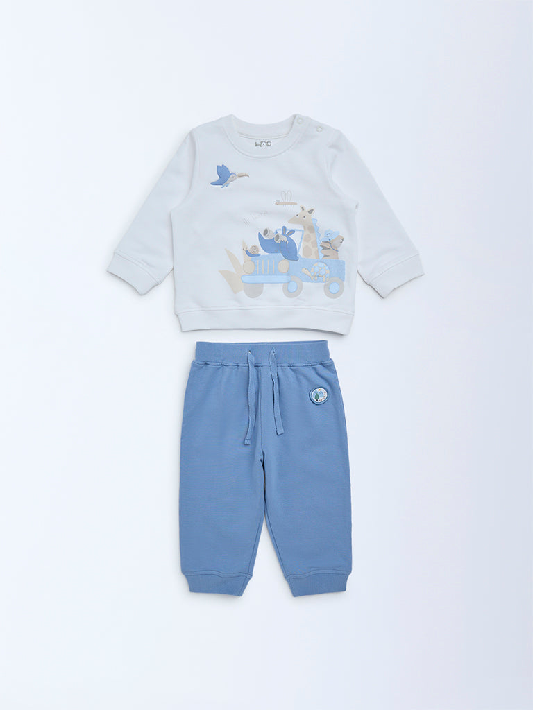 HOP Baby Boys Multicolour Cotton Sweatshirt and Joggers Set