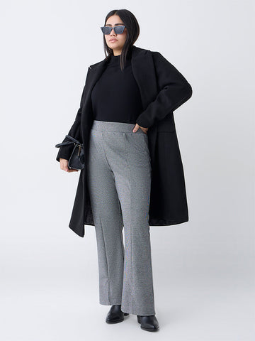 Gia Grey Checkered High-Rise Bootcut Trousers