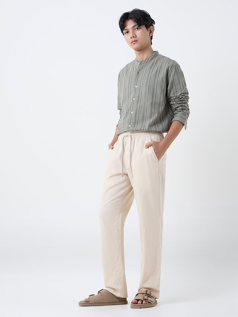 ETA Beige Relaxed-Fit Mid-Rise Cotton Chinos