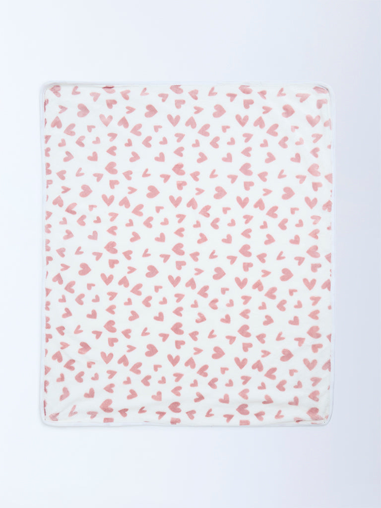 HOP Baby Dusty Pink Heart Print Fleece Blanket