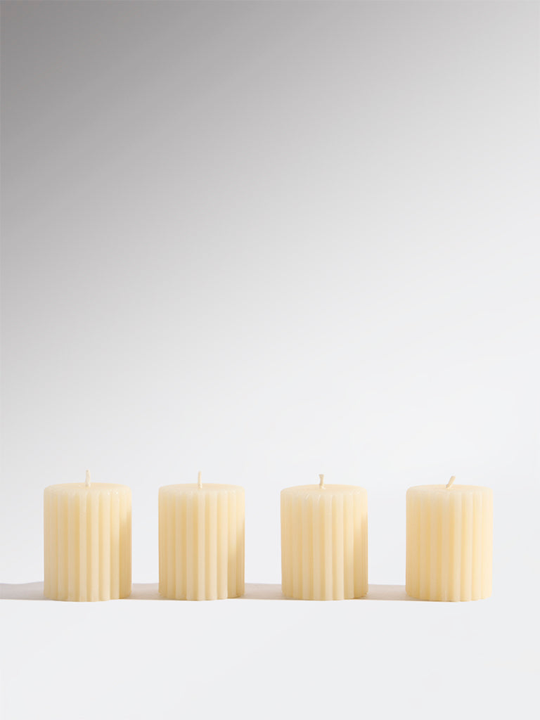 Westside Home Ivory Ribbed-Textured Votive Candles (Set of 4)