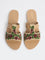 LUNA BLU Beige Floral Sequin Embellished Slides