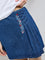 Bombay Paisley Blue Floral Embroidered Denim Skirt