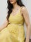 Bombay Paisley Yellow Floral Embroidered Cotton A-Line Dress