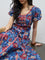 Bombay Paisley Blue Floral Cotton-Blend A-Line Dress