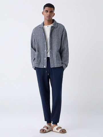 ETA Navy Relaxed-Fit Mid-Rise Cotton-Blend Joggers