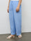 Gia Light Blue Textured High-Rise Pants