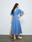 Bombay Paisley Blue Striped Cotton A-Line Dress