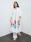 Diza White Floral Cotton A-Line Kurta