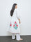 Diza White Floral Cotton A-Line Kurta