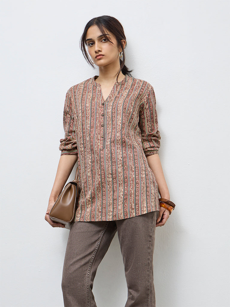 Utsa Brown Printed Tunic